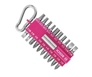 Bosch Profesional Unisex - adulto Set de puntas de 21 piezas (con soporte de puntas universal, mosquetón, accesorio para destornilladores eléctricos), Rosa, One Size
