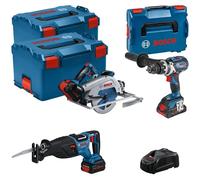 Bosch Professional 18V System GSB 18V-110 C + GKS 18V-68 GC + GSA 18V-28 - Set taladro +sierra circular +sable (2 bat. ProCORE 5.5 Ah, 1 bat. ProCORE 4.0 Ah, L-BOXX)