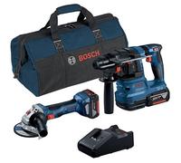 Bosch Professional set de GWS 18V-7 + GBH 18V-22 (incl. 2 baterías de 4,0 Ah, cargador GAL 18V-40, en bolsa de herramientas)