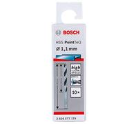 Bosch Professional 10 brocas helicoidales HSS PointTeQ, para metal, 1.1 x 14 x 36 mm, accesorio de taladro