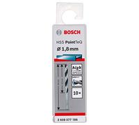 Bosch Professional 10 brocas helicoidales HSS PointTeQ, para metal, 1.8 x 22 x 46 mm, accesorio de taladro