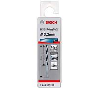 Bosch Professional 10 brocas helicoidales HSS PointTeQ (para metal, 3,2 x 36 x 65 mm, accesorio de taladro), Talla, Diámetro 3.2 mm