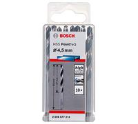 Bosch Professional 10 brocas helicoidales HSS PointTeQ (para metal, 4,5 x 47 x 80 mm, accesorio de taladro), Talla, Diámetro 4.5 mm
