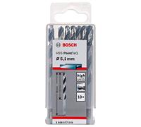 Bosch Professional 10 brocas helicoidales HSS PointTeQ, para metal, 5.1 x 52 x 86 mm, accesorio de taladro