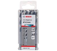 Bosch Professional 10 brocas helicoidales HSS PointTeQ, para metal, 5.3 x 52 x 86 mm, accesorio de taladro