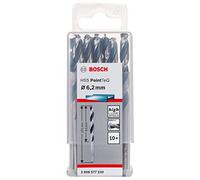 Bosch Professional 10 brocas helicoidales HSS PointTeQ, para metal, 6.2 x 63 x 101 mm, accesorio de taladro