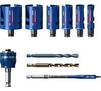 Bosch Professional 10 uds. Set de Sierra de Corona Expert Construction Material (para Madera blanda, Ø 20-64 mm, Accesorios Taladro de impacto rotativo)