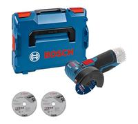 Bosch Professional 12V System amol. ang. batería GWS 12V-76 (incl. 2 discos corte Expert for Inox, 1 disco corte metal duro Carbide Multi Wheel, 2 bandejas L-BOXX, L-BOXX, sin batería/cargador)