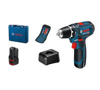 Bosch Professional 12V System atornillador a batería GSR 12V-15 (incl. 2 baterías 2.0Ah, cargador GAL 12V-20, set de 10 accesorios, maletín)
