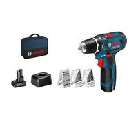Bosch Professional 12V System atornillador a batería GSR 12V-15 (incl. set de 39 accesorios, batería 2.0Ah, batería 4.0Ah, cargador GAL 12V-20, bolsa de herramientas)