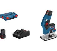 Bosch Professional 12V System fresadora de cantos a batería GKF 12V-8 (incl. 2 baterías de 3,0 Ah + cargador rápido GBA 12V-40, pinza de sujeción de 8 mm, llave de boca fija de 17 mm, en L-BOXX)