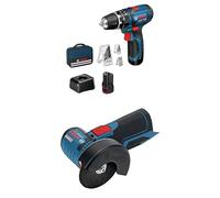 Bosch Professional 12V System GSB 12V-15 - Taladro percutor a batería - Amazon Exclusive + Bosch Professional 12V System GWS 12V-76 - Miniamoladora angular a batería