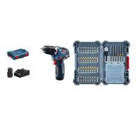 Bosch Professional 12V System GSR 12V-35 - Atornillador a batería (35 Nm, 2 baterías x 3.0 Ah, en L-BOXX) + 40 uds. Set de puntas atornillar (Pick and Click, accesorios para taladro y destornillador)