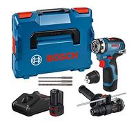 Bosch Professional 12V System GSR 12V-35 FC - Atornillador a batería (Brushless, 35 Nm, 2 cabezales FlexiClick, set accesorios, 2 baterías x 3.0 Ah, en L-BOXX) - Amazon Exclusive