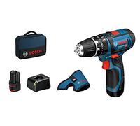 Bosch Professional 12V System taladro percutor a batería GSB 12V-15 (incluye 2 baterías de 2,0 Ah, cargador rápido GAL 12V-40, funda, en L-BOXX)