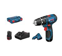 Bosch Professional 12V System taladro percutor a batería GSB 12V-15 (incluye 2 baterías de 2,0 Ah, cargador rápido GAL 12V-40, funda, en L-BOXX)