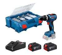 Bosch Professional 18V System atornillador a batería GSB 18V-65 (motor Brushless sin escobillas, longitud del cabezal 175, 2 baterías GBA 4.0Ah, 82AC, L-Case)