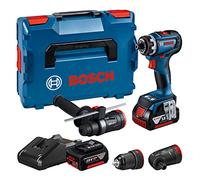 Bosch Professional 18V System atornillador a batería GSR 18V-90 FC - FlexiClick System (incl. 1 GFA 18-M, 1 GFA 18-W, 1 GFA 18-H, 2 baterías GBA 18V 5.0Ah, cargador rápido GAL 18V-40, L-BOXX)