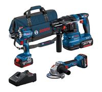 Bosch Professional 18V System Combo-Kit: GSB 18V-45 + GBH 18V-22 + GWS 18V-8 (incl. 3 GBA 4,0 Ah, GAL 18V-40, Maletín - Amazon Exclusive)