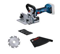 Bosch Professional 18V System engalletadora a batería GFF 18V-22 (incl. fresa de disco para corte de Ø 105 mm, saco para polvo, placa encajable, llave amoladora, sin batería/cargador)