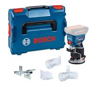 Bosch Professional 18V System fresadora corte batería GFK 18V-8 (incl. guía paralela, 2 adaptadores aspirador fresado, protección virutas, pinza sujeción 8 mm, llave, L-BOXX, sin batería/cargador)