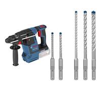 Bosch Professional 18V System GBH 18V-26 -Martillo perforador a batería (Ø máx. 26 mm, sin batería, en caja) + Set de 5 brocas para martillo Expert SDS plus-7X (Hormigón armado, Ø 5-10 mm, accesorios)
