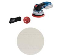 Bosch Professional 18V System GEX 18V-125 - Lijadora excéntrica a batería + Bosch Professional 25 x Mallas de lija Expert M480, para Madera dura, Pintura sobre madera, 225 mm, Grano 120