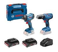 Bosch Professional 18V System GSB 18V-21 + GDR 18V-160 - Taladro percutor + atornillador de impacto a batería (2 baterías x 2.0 Ah, en L-BOXX )