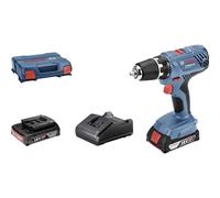 Bosch Professional 18V System GSR 18V-21 - Atornillador a batería (55 Nm, Ø máx. tornillo 10 mm, 2 baterías x 2,0 Ah, en L-Case)