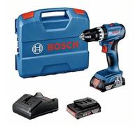 Bosch Professional 18V System taladro con percusión a batería GSB 18V-45 (velocidad de giro 1900 rpm, incl. 2 baterías de 2.0Ah, GAL 18V-20, L-Case)