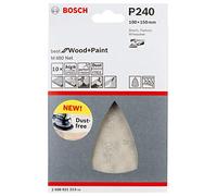 Bosch Professional 2608621213 Hojas de lija M480 triangulares Best for Wood and Paint , madera y pintura, grano P240, accesorios para lijadora delta, 10 piesas
