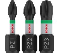 Bosch Professional 3 puntas de atornillar Impact Control PZ Set, 25 mm, vástago hexagonal, Pick and Click, accesorios de taladro de impacto