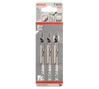 Bosch Professional 3 x Hojas de sierra de calar T 101 D Clean for Wood (para Madera blanda, corte recto, accesorios Sierra de calar)