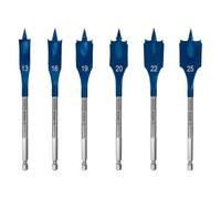 Bosch Professional 6x Set de brocas fresadoras planas Expert SelfCut Speed (para Madera blanda, Aglomerado, Ø 13-25 mm, accesorios Taladro de impacto rotativo)
