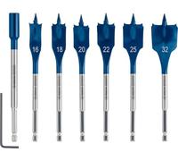 Bosch Professional 7x Set de brocas fresadoras planas Expert SelfCut Speed (para Madera blanda, Aglomerado, Ø 16-32 mm, accesorios Taladro de impacto rotativo)
