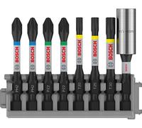 Bosch Professional 8 piezas, Juego de puntas de destornillador (control de impacto, puntas T/PZ/PH - Pick and Click), Cranberry, 25 mm