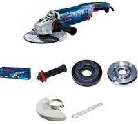 Bosch Professional amoladora angular GWS 24-180 JZ (potencia 2400 W, in rida, tuerca de apriete, cubierta protectora de ajuste rápido, llave de dos agujeros, empuñadura auxiliar)