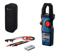 Bosch Professional Amperímetro de Gancho GMC 600-15 (Pinza amperimétrica True RMS, corriente alterna hasta 600 A, tensión hasta 600 V AC/DC, 2 x 1,5 V LR06 (AA), tiras métricas MS 90, bolsa)