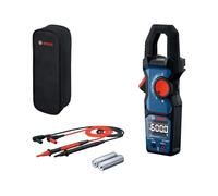 Bosch Professional Amperímetro de Gancho GMC 600-15 (Pinza amperimétrica True RMS, corriente alterna hasta 600 A, tensión hasta 600 V AC/DC, 2 x 1,5 V LR06 (AA), tiras métricas MS 90, bolsa)