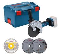 Bosch Professional BITURBO amoladora a batería GWS 18V-180 P (Ø disco 180 mm, profundidad de corte 230 mm, interruptor PROtection, incl. 2 discos de corte, 1 disco de diamante, en L-BOXX)