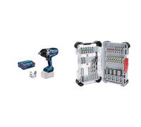 Bosch Professional BITURBO GDS 18V-1050 H - Atornillador de impacto a batería (tornillos hasta M24, sin batería, en L-BOXX) + Juego de 35 de piezas destornillador extraduras (197 x 110,5 mm)