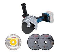 Bosch Professional BITURBO GWS 18V-180 PC - Amoladora angular a batería (Brushless, 18V, Ø 180 mm con corte 230 mm, hombre muerto, conectable, sin batería, en caja)