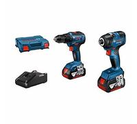 Bosch Professional 06019J2108 Combo GSR 18V-55 Taladro a batería + GDR 18V-200 Atornillador de impacto 18V 4.0AH en L-Boxx