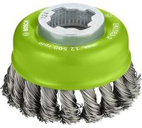 Bosch Professional Clean - Cepillo de vaso ondulado (para inoxidable, X-LOCK, inoxidable, Ø 75 mm, grosor del alambre 0,5 mm, para Ø125 mm), Negro