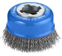 Bosch Professional Clean - Cepillo de vaso ondulado (para metales, X-LOCK, Ø 75 mm, grosor del alambre 0,3 mm, para Ø125 mm), Negro