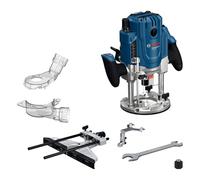Bosch Professional Fresadora con cable GOF 20-12 (potencia absorbida de 2000 W, incl. aspiración de polvo, guía de rodillos y paralela, pasador de centrado, llave de vaso, set de pinzas)