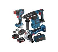 Bosch Professional GBH 18V-26 + GDX 18V-200 + GWS 18V-10 Set (2 x 5,0 Ah; GAL 1880; Cartón), Set Ware