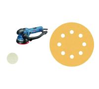 Bosch Professional GET 55-125 - Lijadora excéntrica turbo (Ø 125 mm, en caja) + Set de 6 lijas Expert C470 (para Madera dura, Pintura sobre madera, Ø125 mm, grano 2x60; 2x120; 2x240, accesorios)