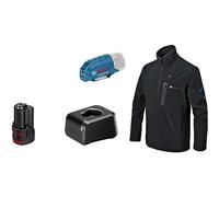 Bosch Professional GHJ 12+18V XA - Chaqueta calefactable a batería (Softshell, negra, talla L, 1 batería 12V x 2.0 Ah)