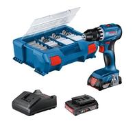 Bosch Professional GSR 18 V Taladro + 2 Baterías 2.0AH + Cargador + 82 Piezas en L Case BOS4059952635682